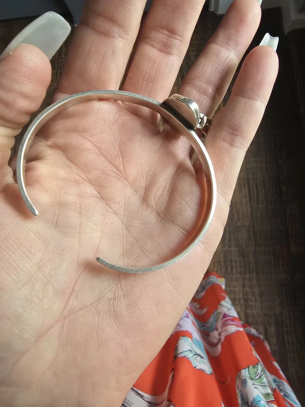 Sterling Silver Cuff With Natural FIRE AGATE